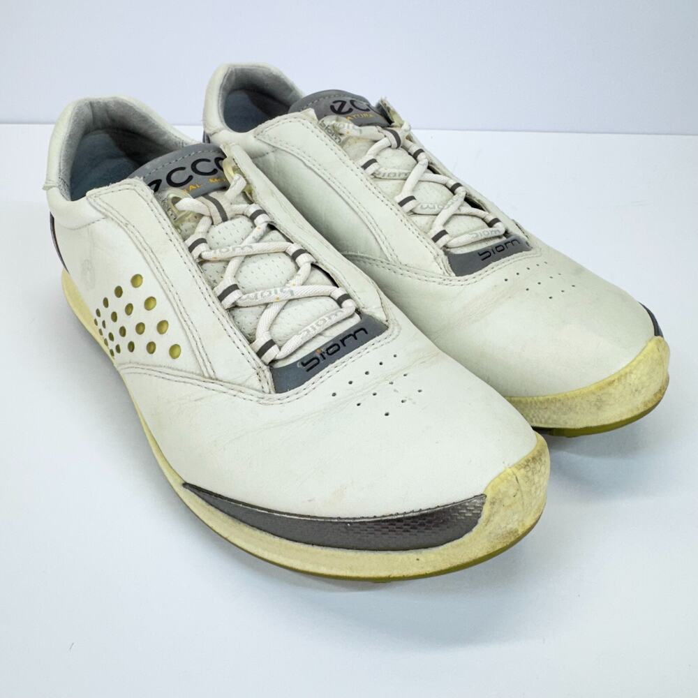 ECCO Biom Hybrid Hydromax Spikeless Golf Shoes Men Size 7 White Gray Yak Leather - Picture 1 of 11